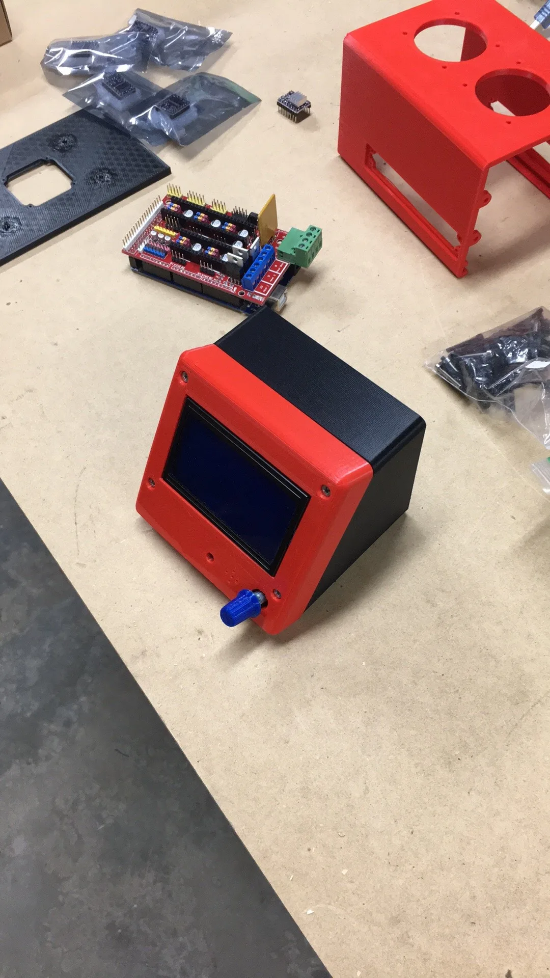 Custom 3D printed electronics controller under construction